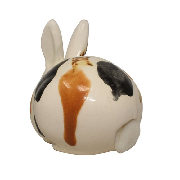 VTG Handmade Pottery Multicolored Rabbit Bunny Rolled Cotton Holder Bathroom - Picture 5 of 10